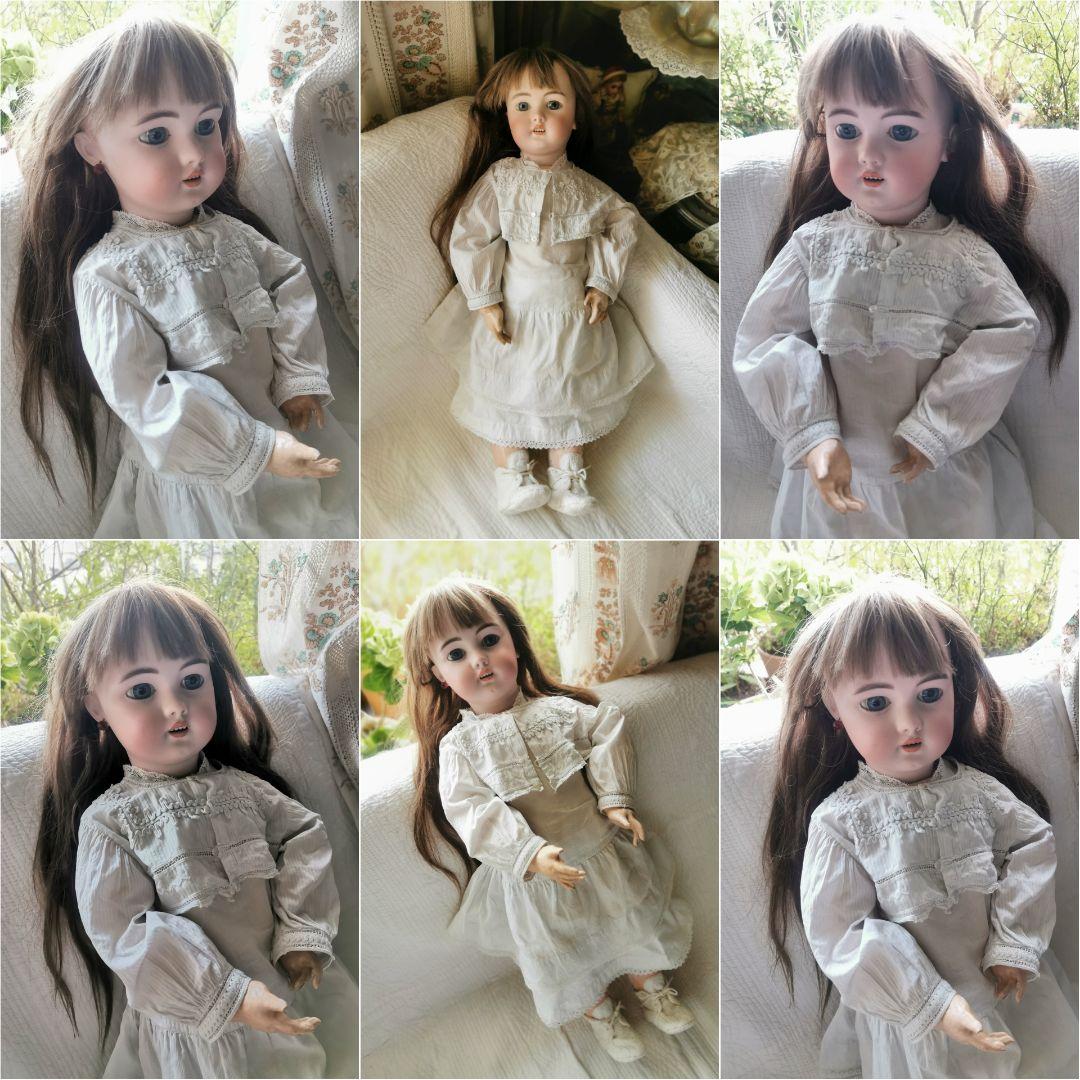 アンティークドイツ シモン＆ハルビック 美少女ビスクドール コットンドレスボレロ