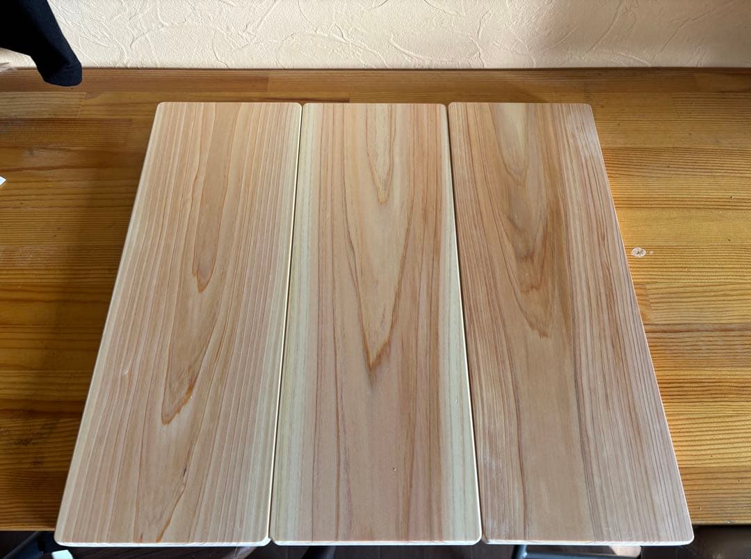 《三重ブランド》尾鷲ヒノキ製一枚板　IGT規格　ハーフユニット三枚セット　天板