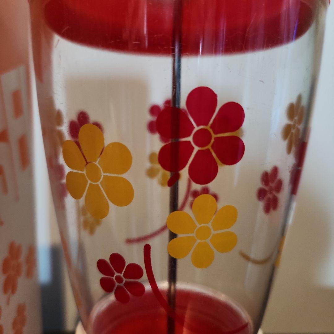 昭和レトロポップ　☆トーワ箸立て☆　１号丸　花柄　赤