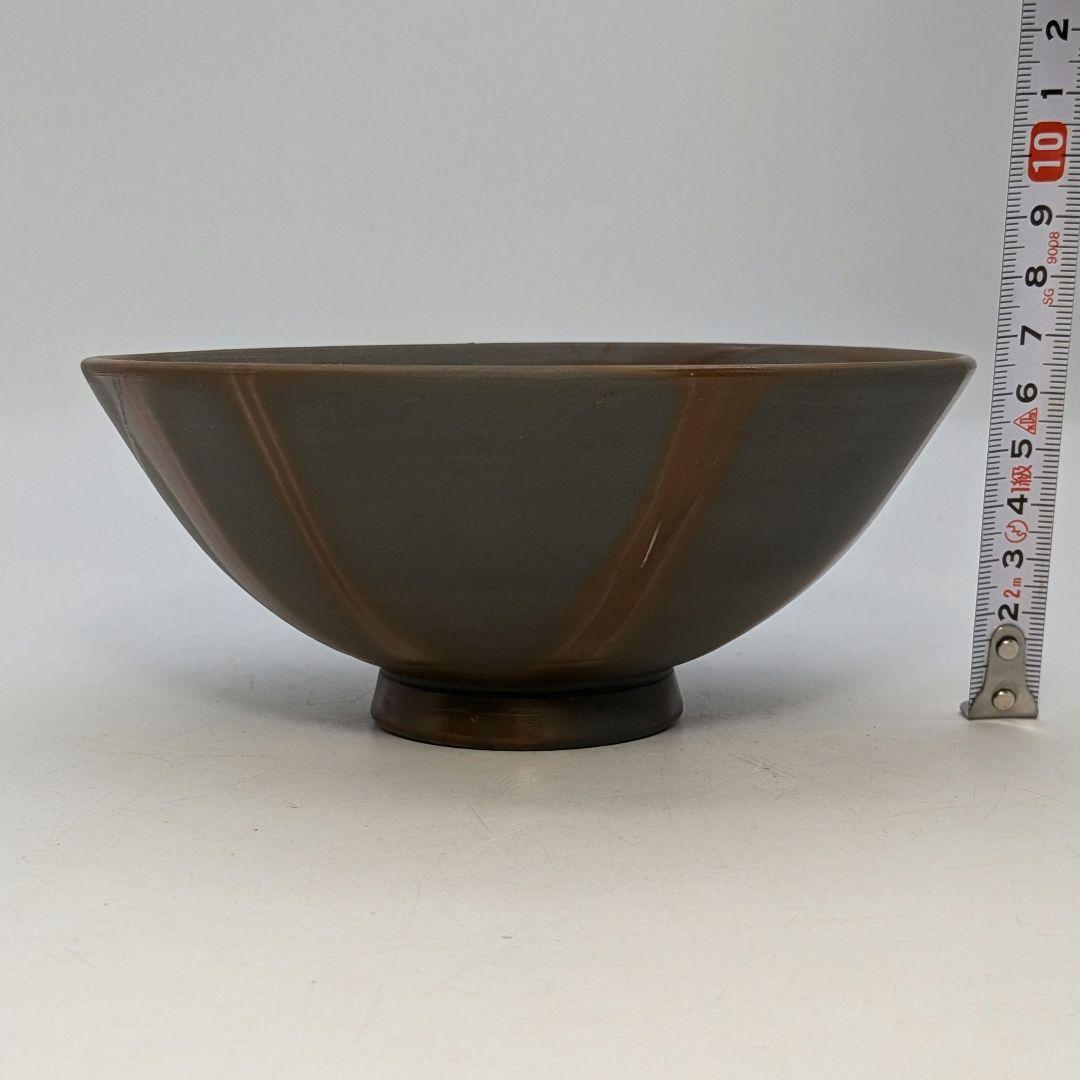 伝統工芸士柴岡秀泉 青備前緋襷茶盌 合箱 備前焼 抹茶碗 抹茶茶碗 茶道具 茶器