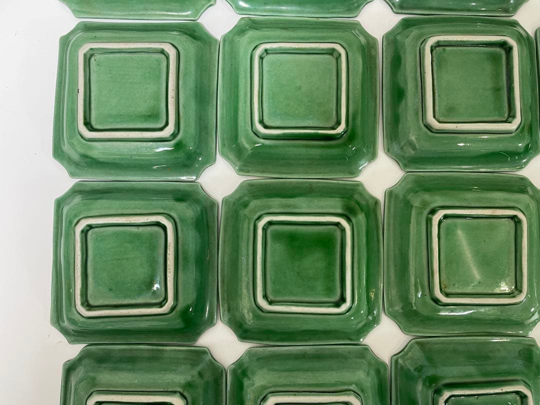 珉平焼 民平焼 小皿 淡路珉平焼 手塩皿 アンティーク20枚 龍 緑 グリーン