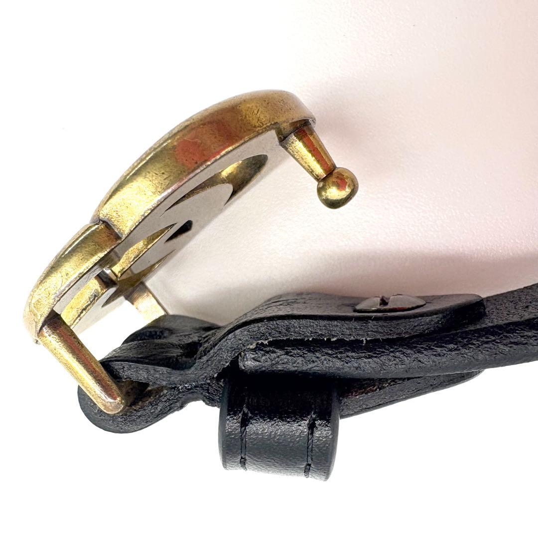 【極美品】GUCCI　ベルト　黒　GGマーモント　ゴールド　レザー　ロゴバックル