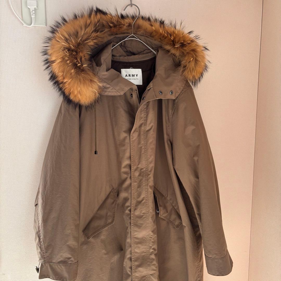 UPPER HIGHTS ベージュ ファー付きモッズコート　S