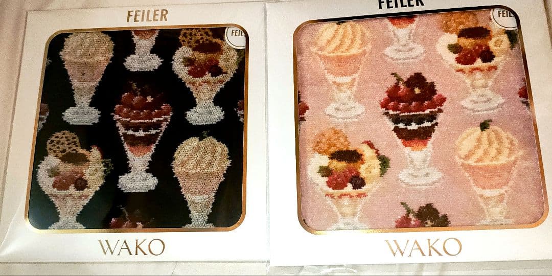 FEILER × WAKO フェイラー 和光　パフェ柄ハンカチ　2色セット