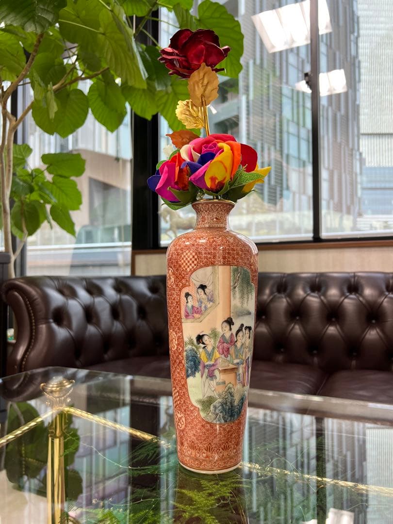 中国清道光年製銘粉彩人物文瓶官窯唐物古美術品江戸アンティーク骨董コレクション青磁