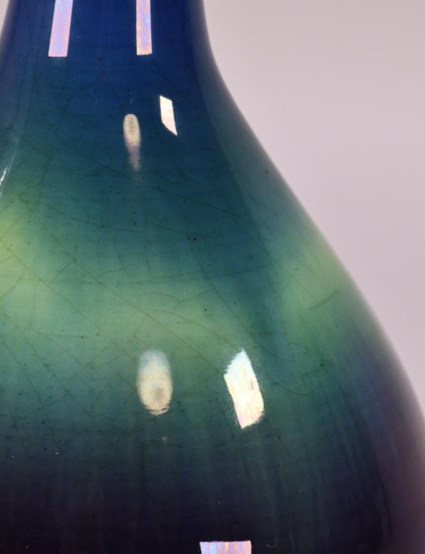 BK209　本物保証　 徳田八十吉（正彦） 「 彩釉 花生 」 共箱　花器　花瓶