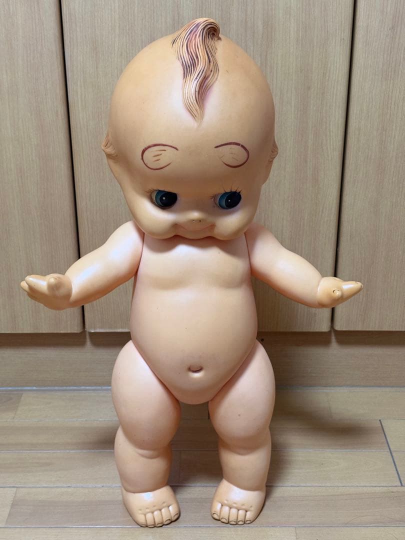 【家宝】特大キューピー人形 56cm 緑羽根 背中花びらS刻印 ヴィンテージ