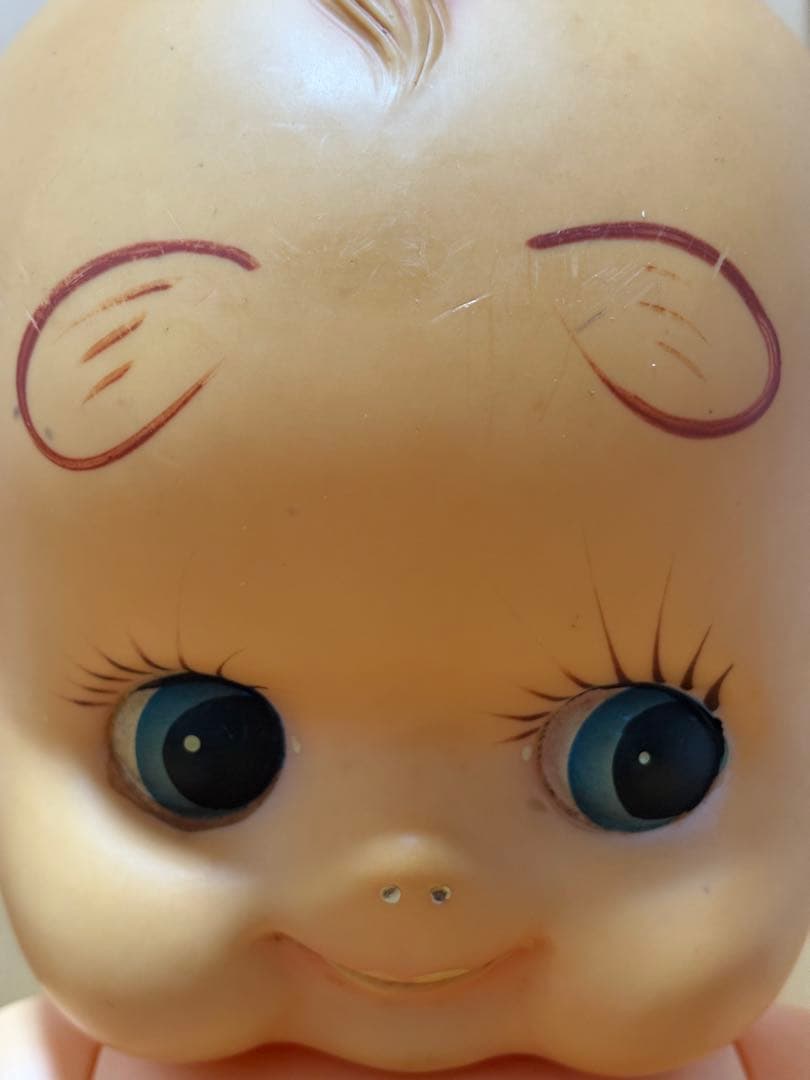 【家宝】特大キューピー人形 56cm 緑羽根 背中花びらS刻印 ヴィンテージ