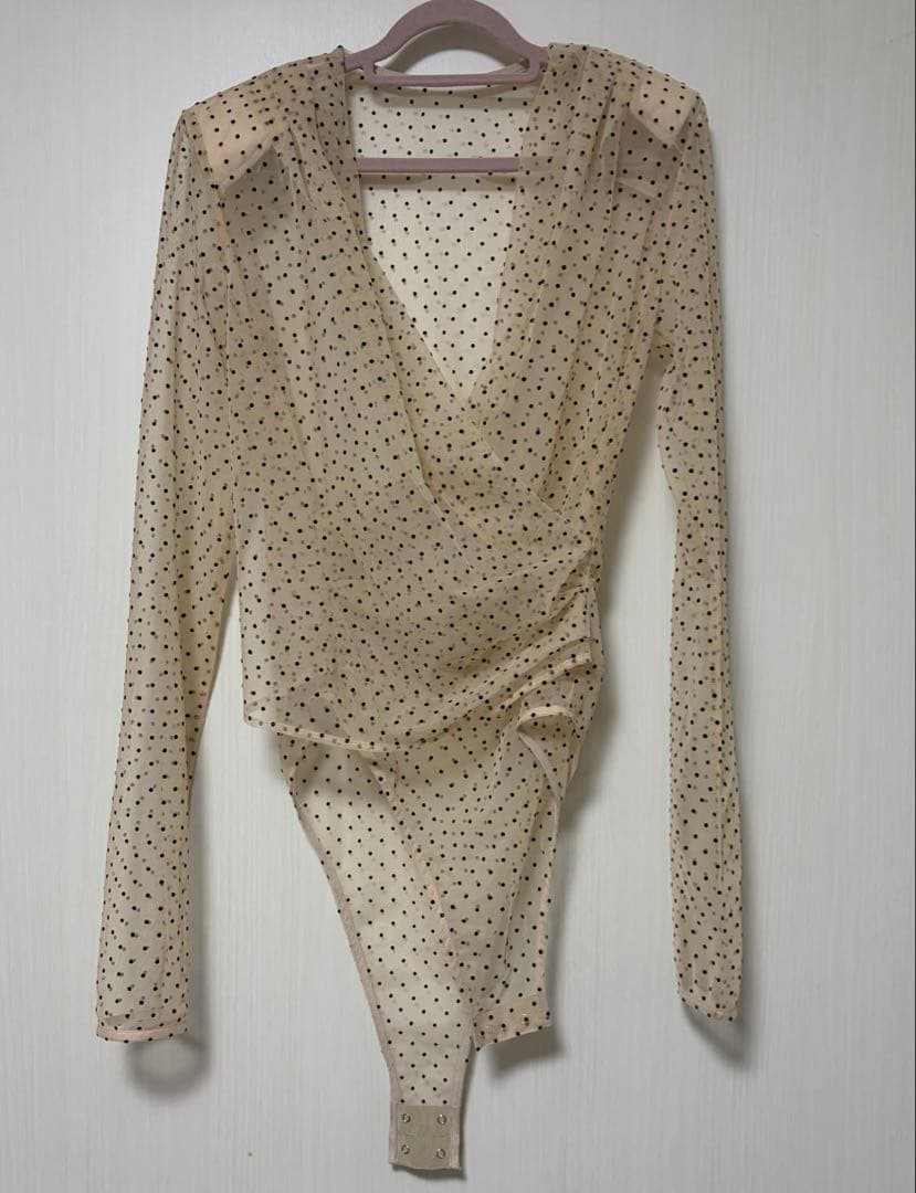 トップス CLANE SHEER DRAPE BODY SUITS