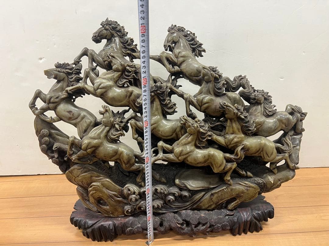 九頭馬　寿山石　置物　取引限定