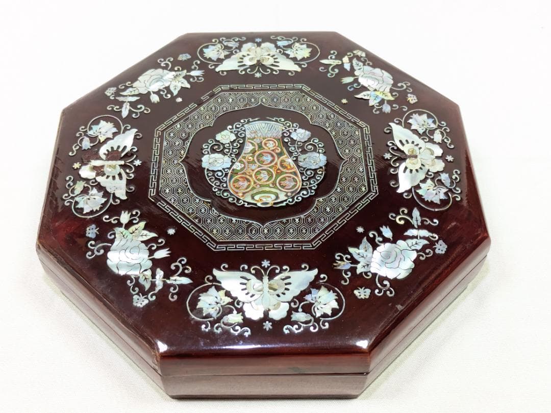 八角木製九節板(クジョルパン) 螺鈿漆器 貝細工 お節正月 縁起物 韓国