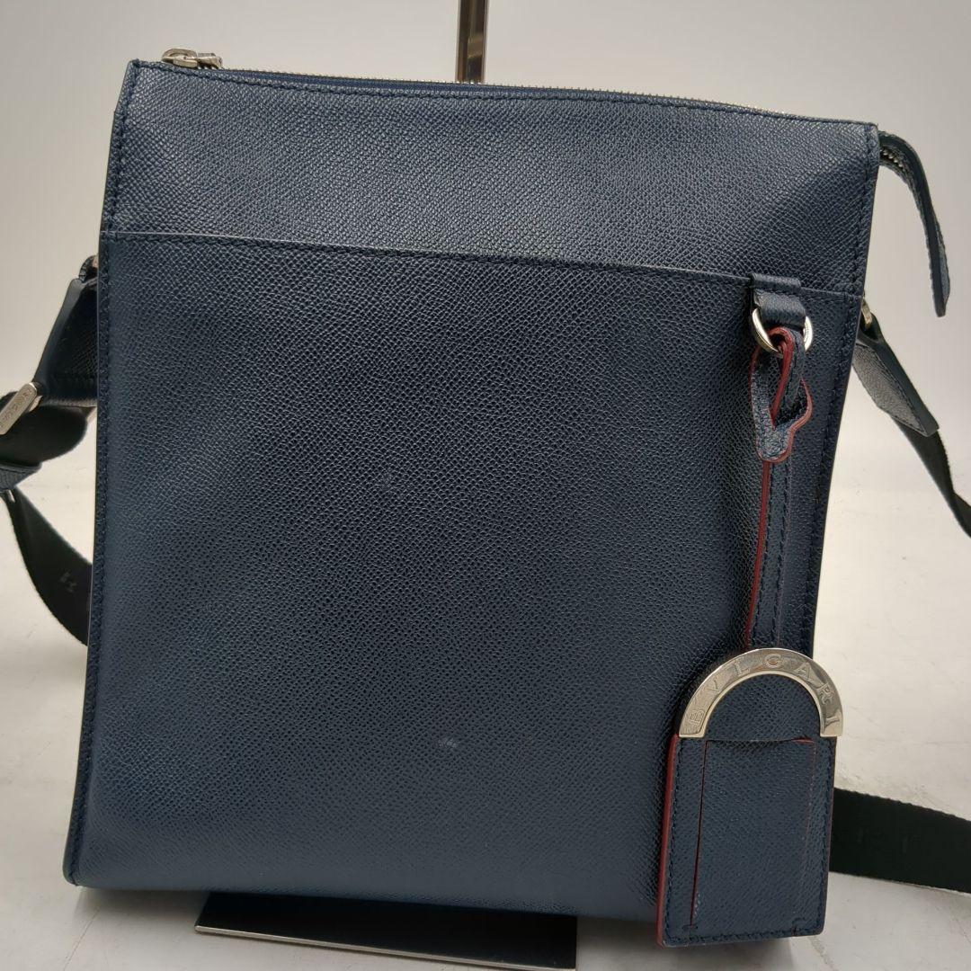 美品 ブルガリ ブルガリマン ショルダー バッグ メッセンジャー ネイビー