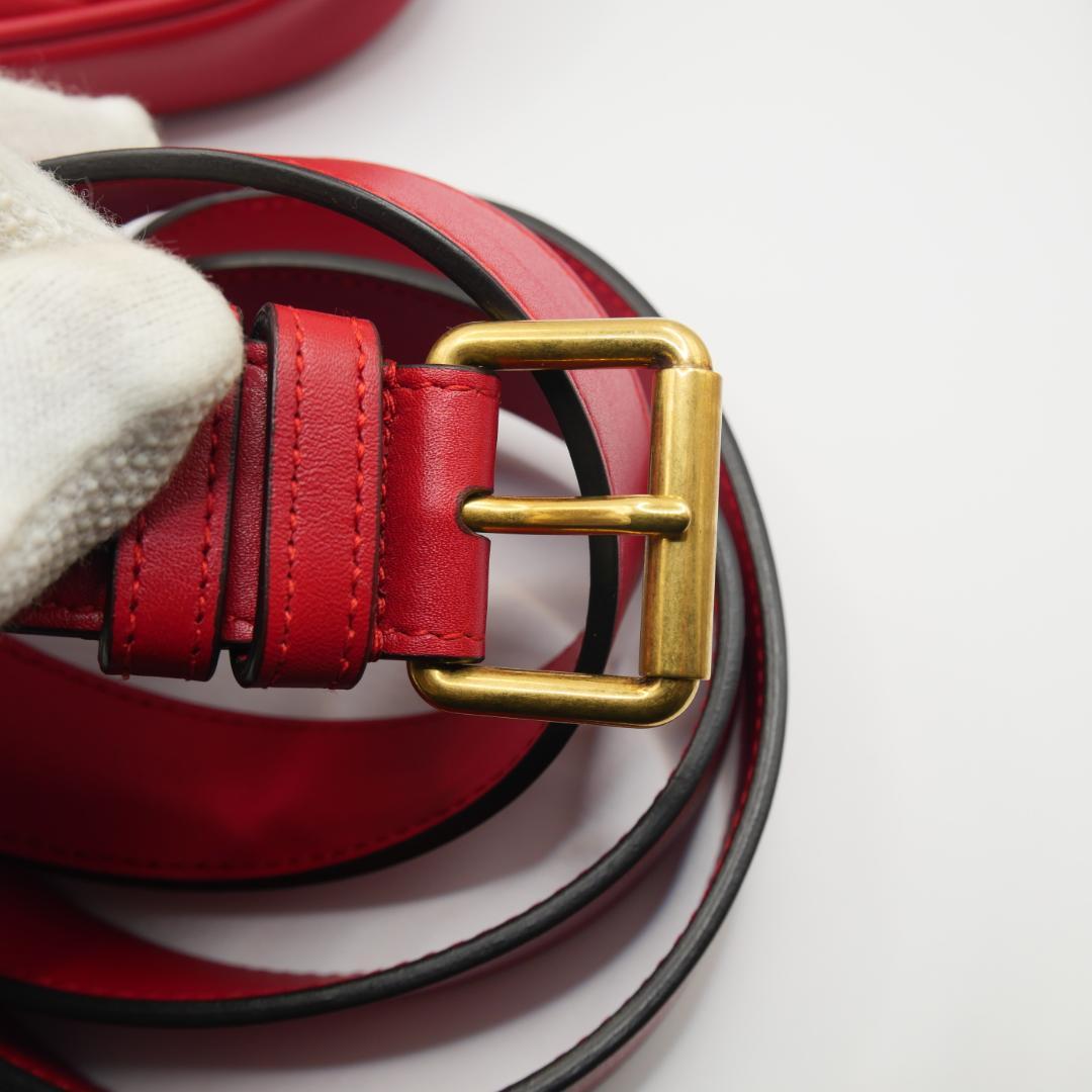【美品】GUCCI GGマーモント　ボディバッグ　ウエストバッグ　レザー　レッド