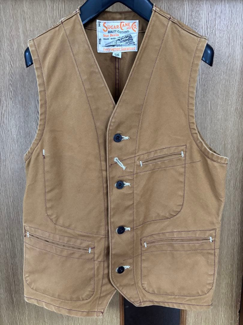 SUGAR CANE ブラウンダックワークベスト 38