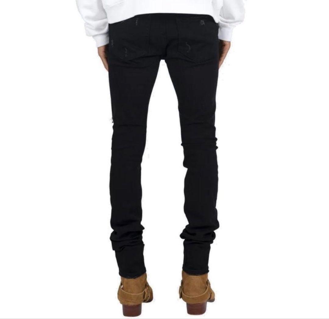 mnml スキニーデニム ブラック ダメージ加工 28