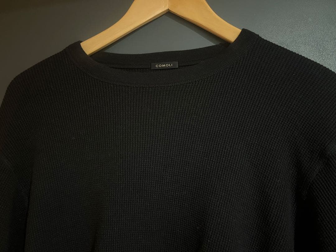 サイズ３　２０２５　comori コットンカシミヤ ワッフル長袖クルー