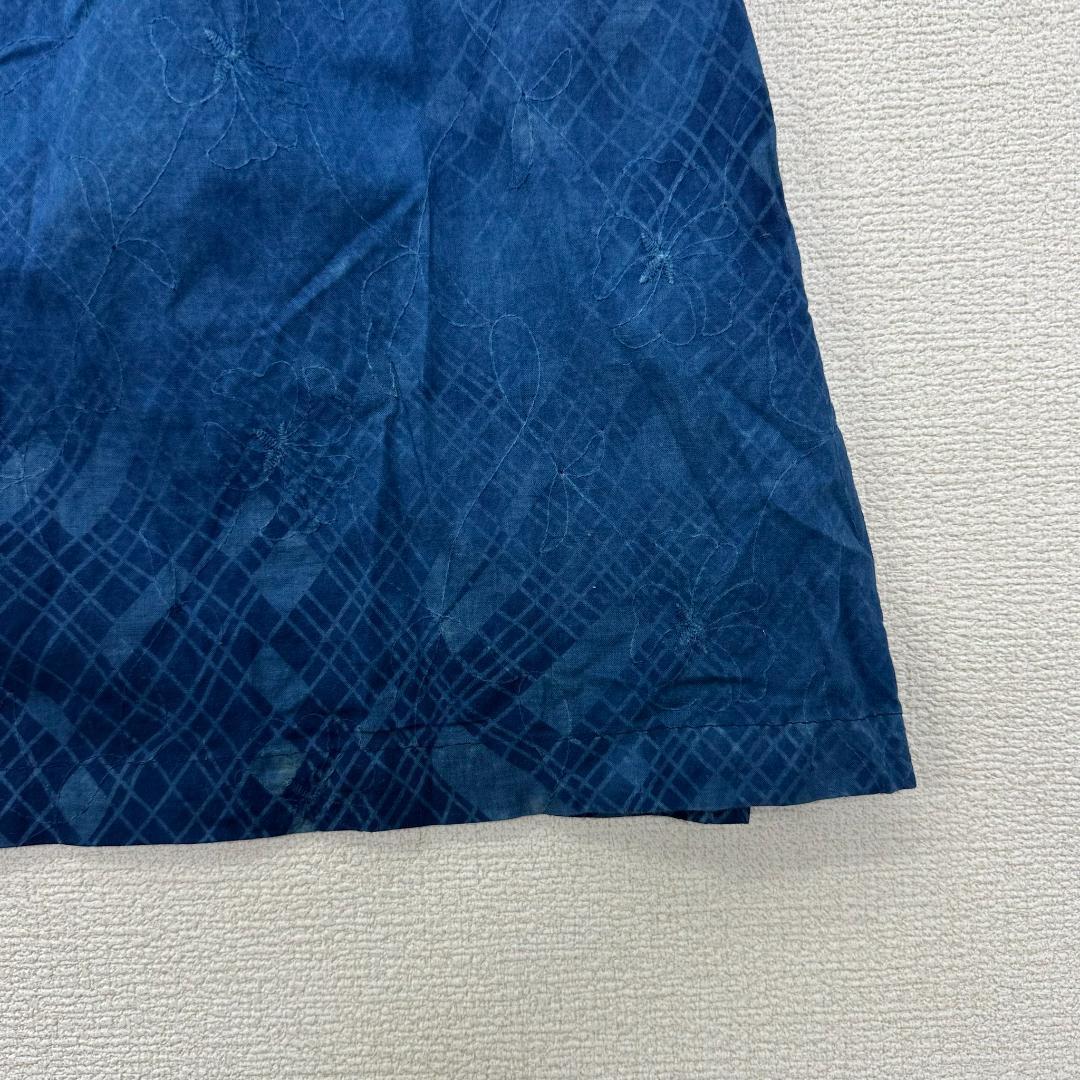 【極美品】サードブルーキョウト ロングシャツ 本藍染 麻100％ L相当 紺×青