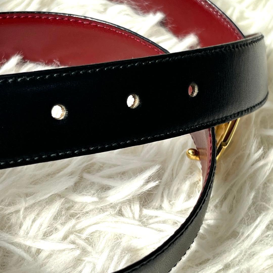 未使用保管品　CELINE ベルト　リバーシブル　馬車金具　ゴールド　黒×茶