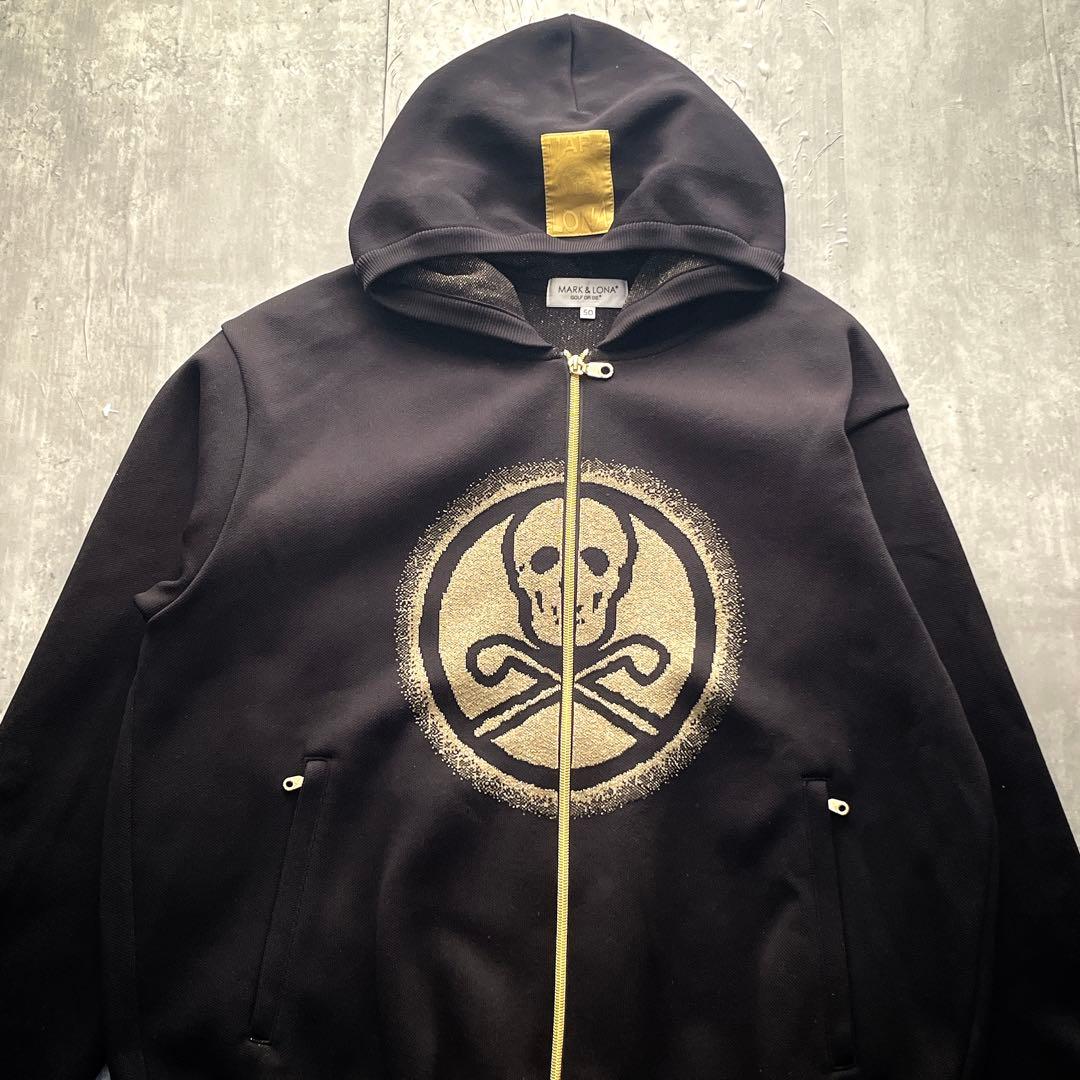 サイズ50 最高級ゴールドスカルMARK&LONA ニット　ジップアップパーカー