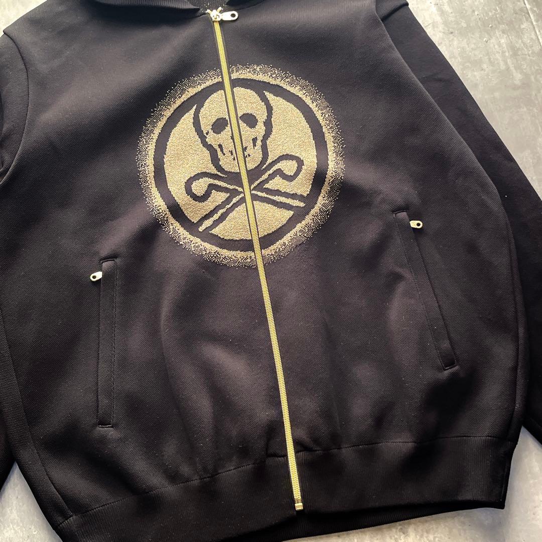 サイズ50 最高級ゴールドスカルMARK&LONA ニット　ジップアップパーカー