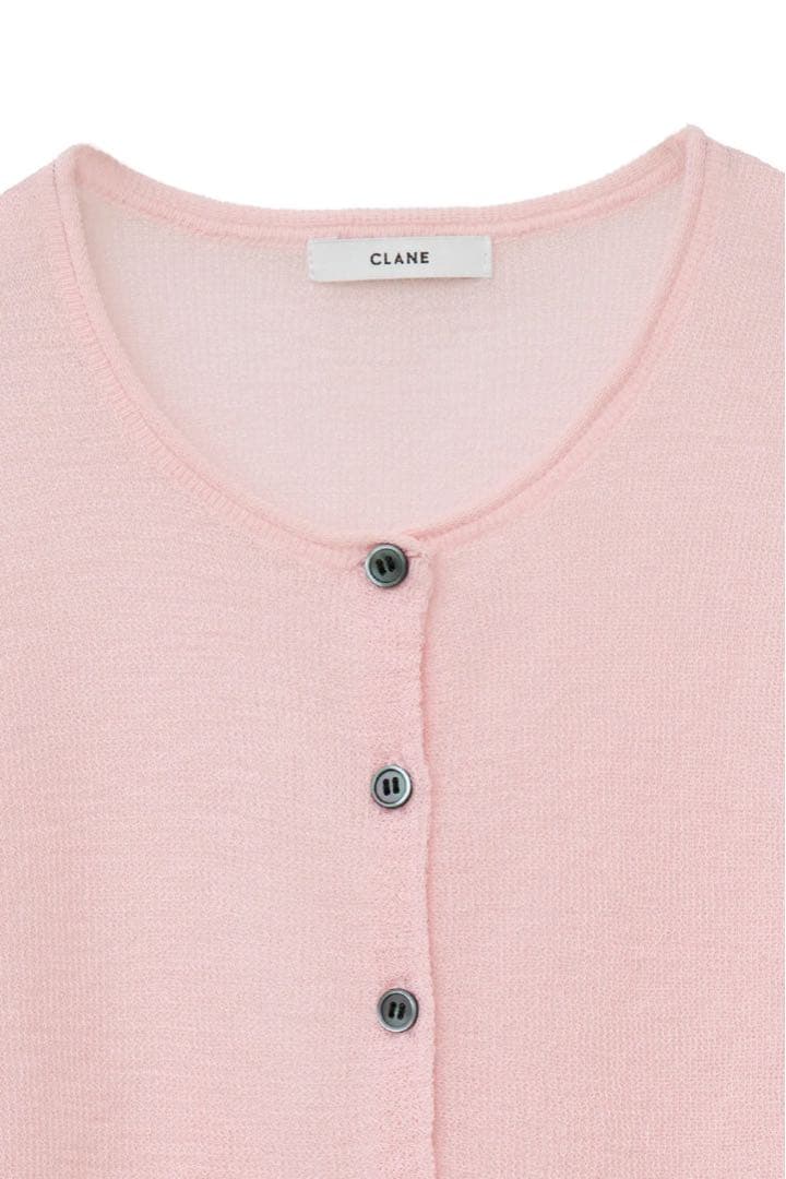 クラネ SHEER ROLLED EDGE KNIT CARDIGAN ピンク