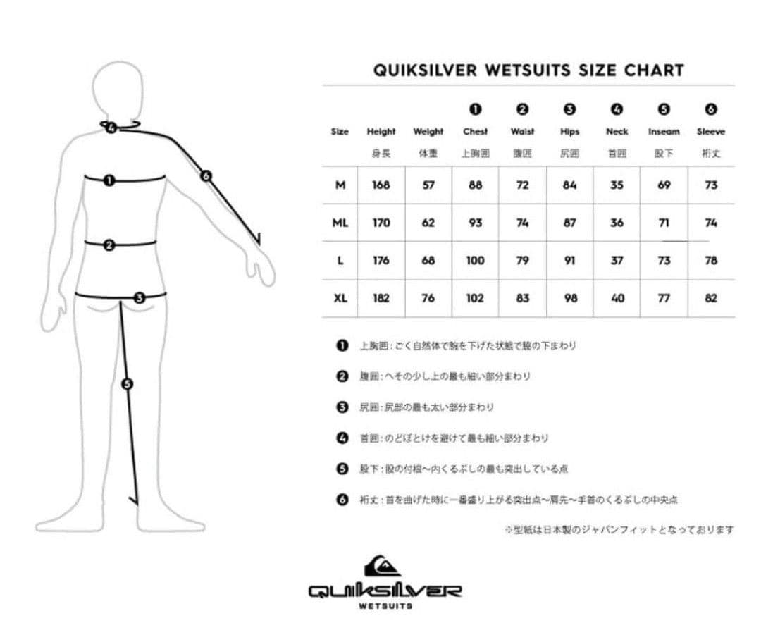 【新品未使用】クイックシルバー ウェットスーツ フルスーツ2.5/2 サイズL
