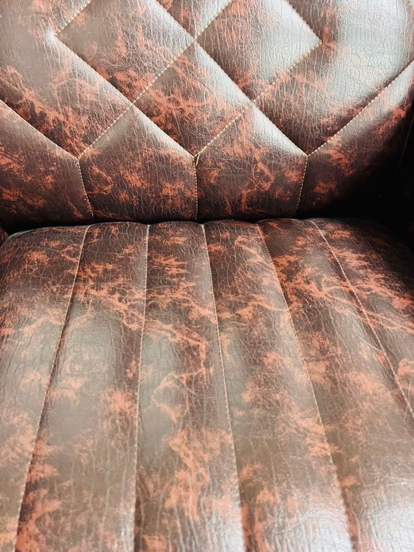 希少カリモクＦＵＲＮＩＴＵＲＥロビーチェア ブラウンマーブル柄 ソファ2脚セット