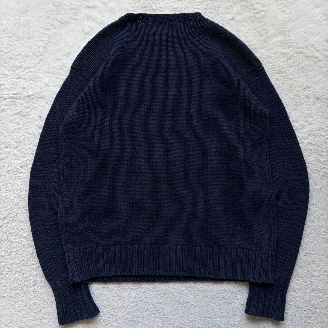 【90s】ポロバイラルフローレン ハンドニット ポロベア スキー柄 ネイビー M