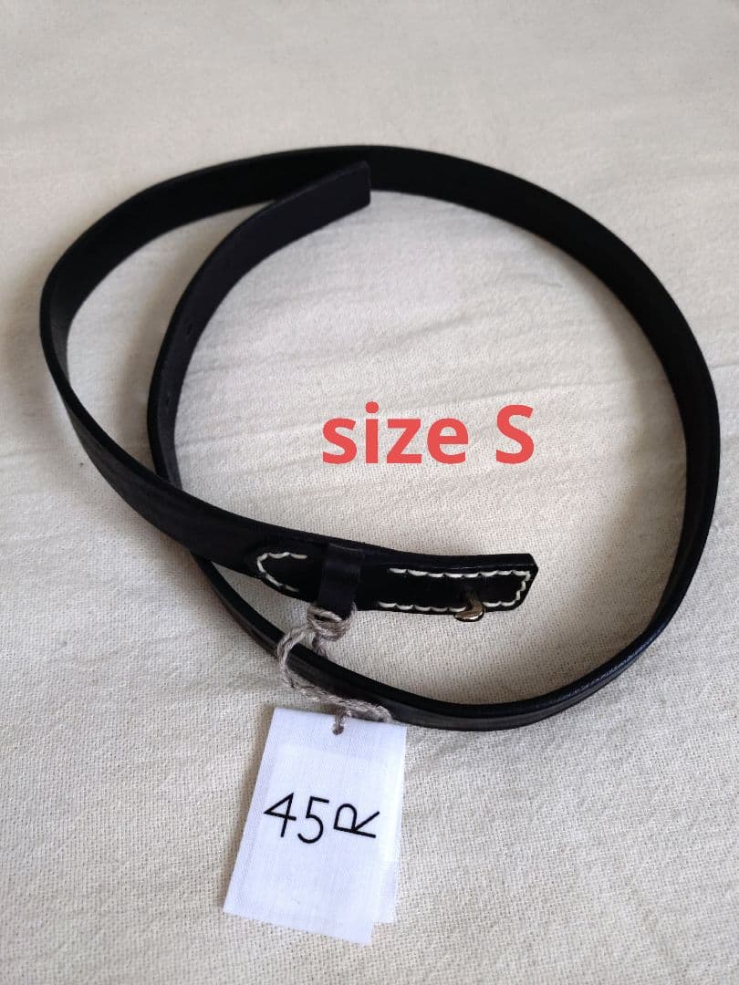 45R ヴィンテージのレザーベルト（細）黒