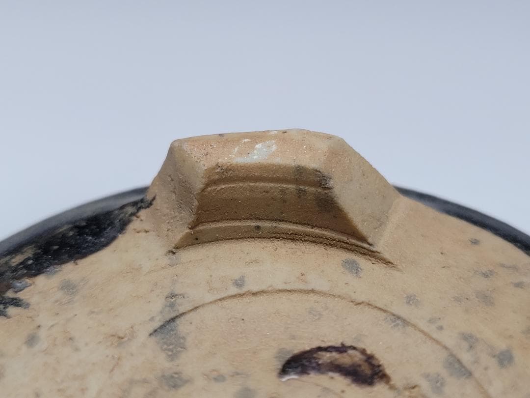 黒釉 竹節型 三足香炉 宋元時代 幅約7.6cm