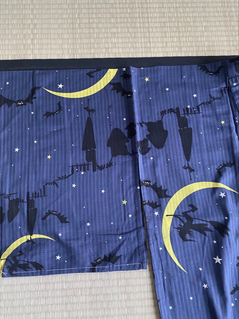 夏のセール10.000→8000円　浴衣　未使用　ネイビー　ハロウィンみたいな柄