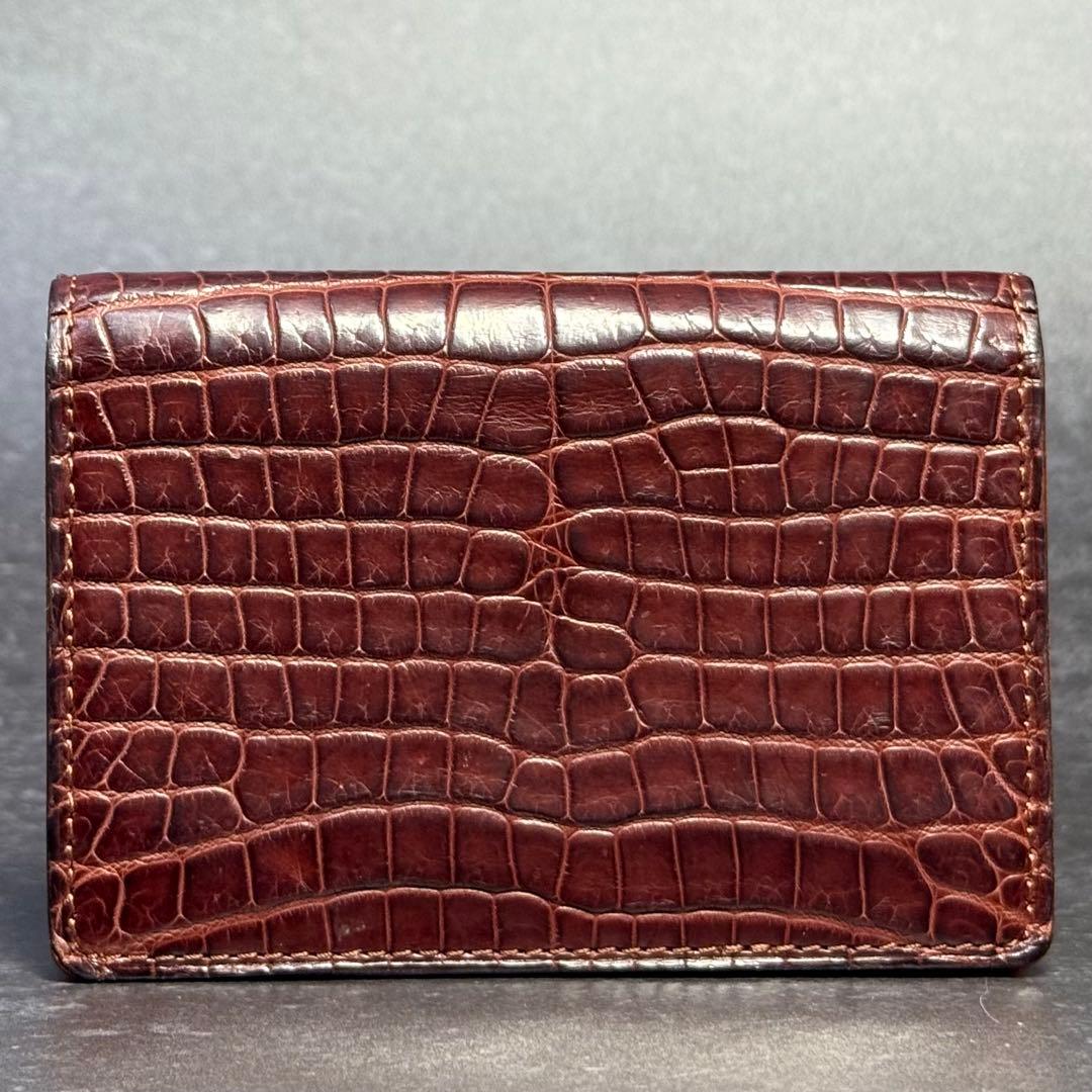 極上品 定価13.2万 激レア ガンゾ クロコダイル ダークブラウン 名刺入れ