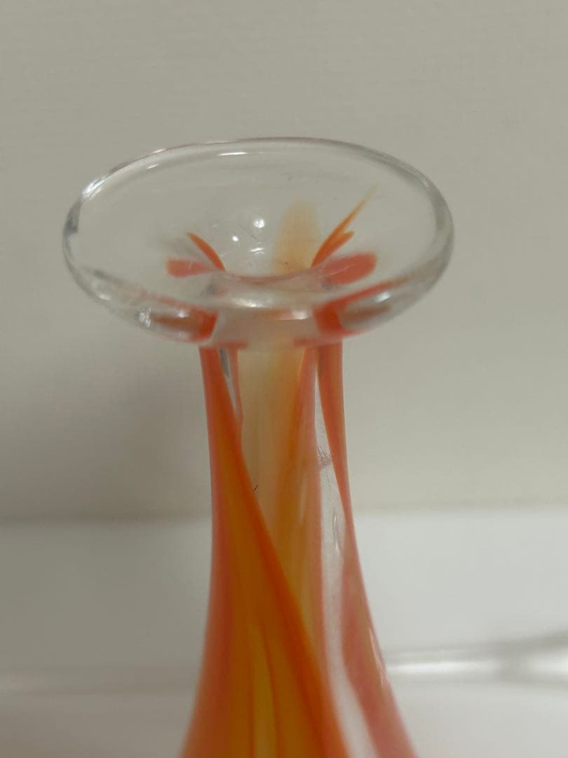 作家　ガラス作家　オレンジグラデーション 香水ボトル　吹きガラス