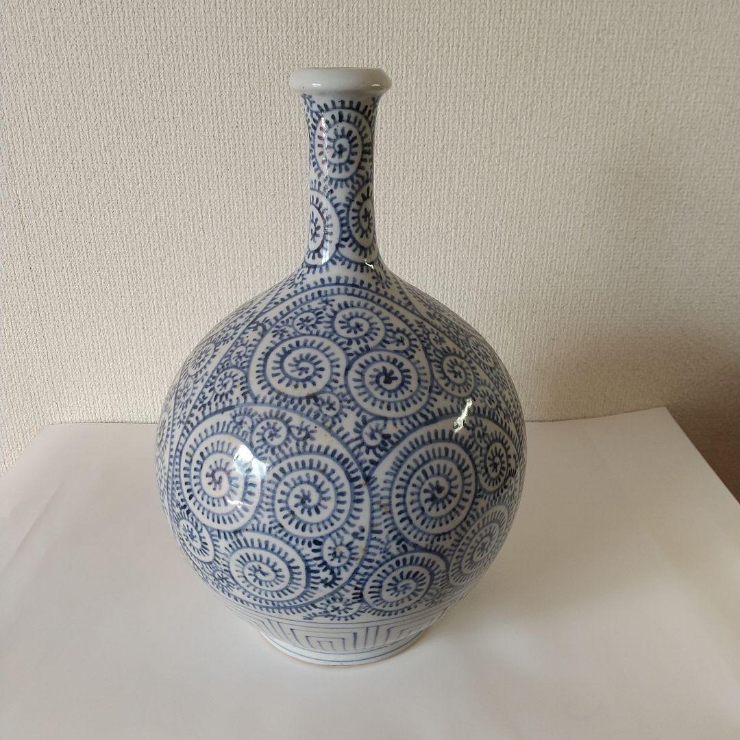 古伊万里染付　蛸唐草大徳利　骨董品