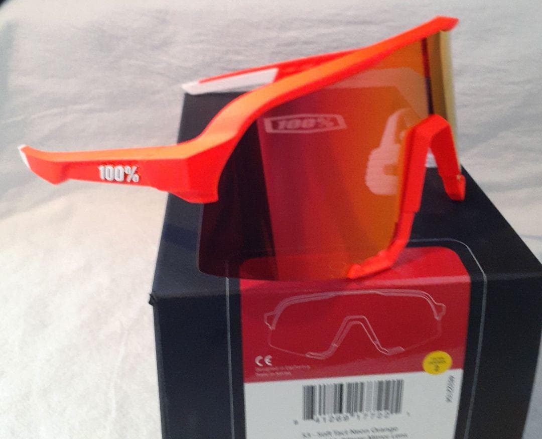 100% S3 ネオンオレンジ レッドミラーレンズ ワンハンドレッド サングラス