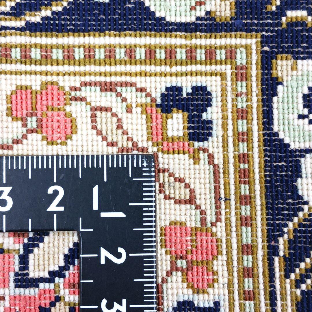 Y3283 高級ペルシャ絨毯 クム産 工房サイン シルク100% 手織り