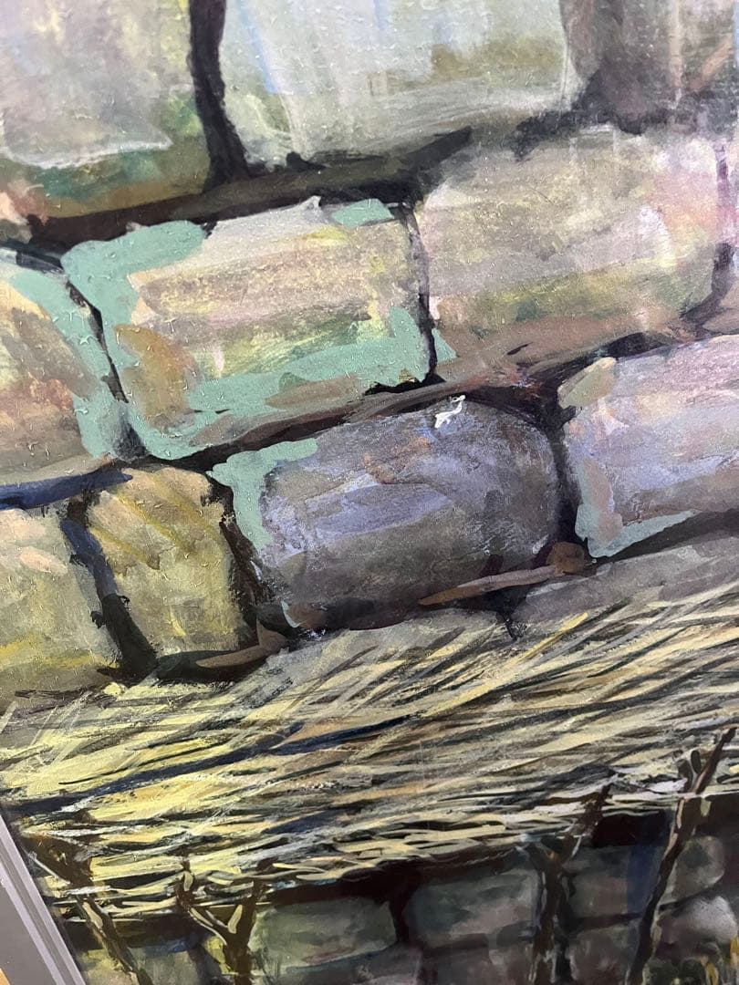 油彩画 堤保雄　絵画　額縁　銘有　アンティーク