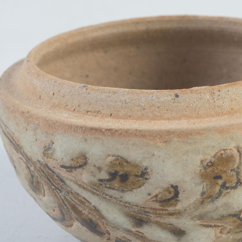 タイ古陶磁　スンコロク　宋胡禄　唐草文　盒子　香合　仕覆付　V　9902