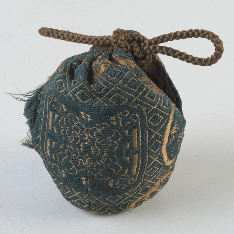 タイ古陶磁　スンコロク　宋胡禄　唐草文　盒子　香合　仕覆付　V　9902