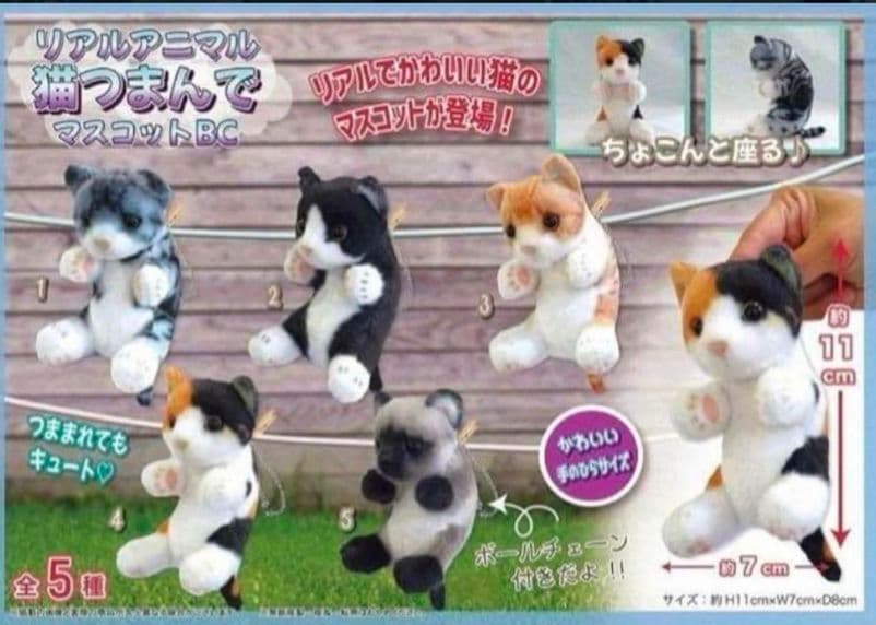 リアル猫 リアルアニマル猫つまんでマスコットBC 猫ぬいぐるみ　２個　セット