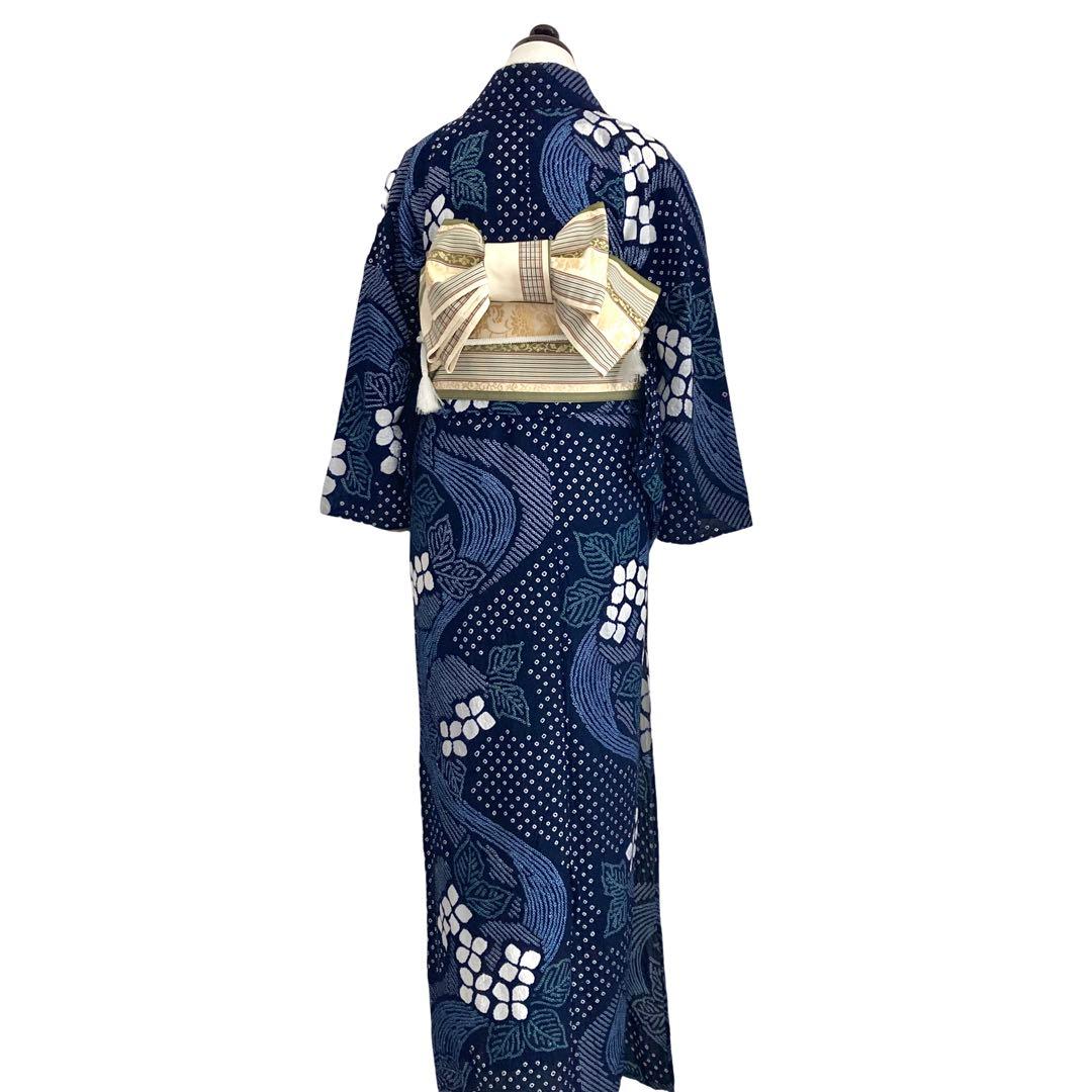 ™️82/34 身丈151 紫陽花　有松絞り　絞り染め　絞り浴衣　総絞り　浴衣