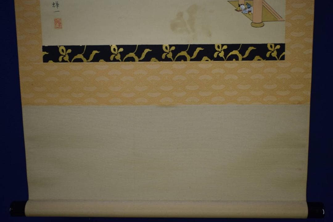 /輝一/平治物語図/大和絵/桐共箱付/布袋屋掛軸HJ-453