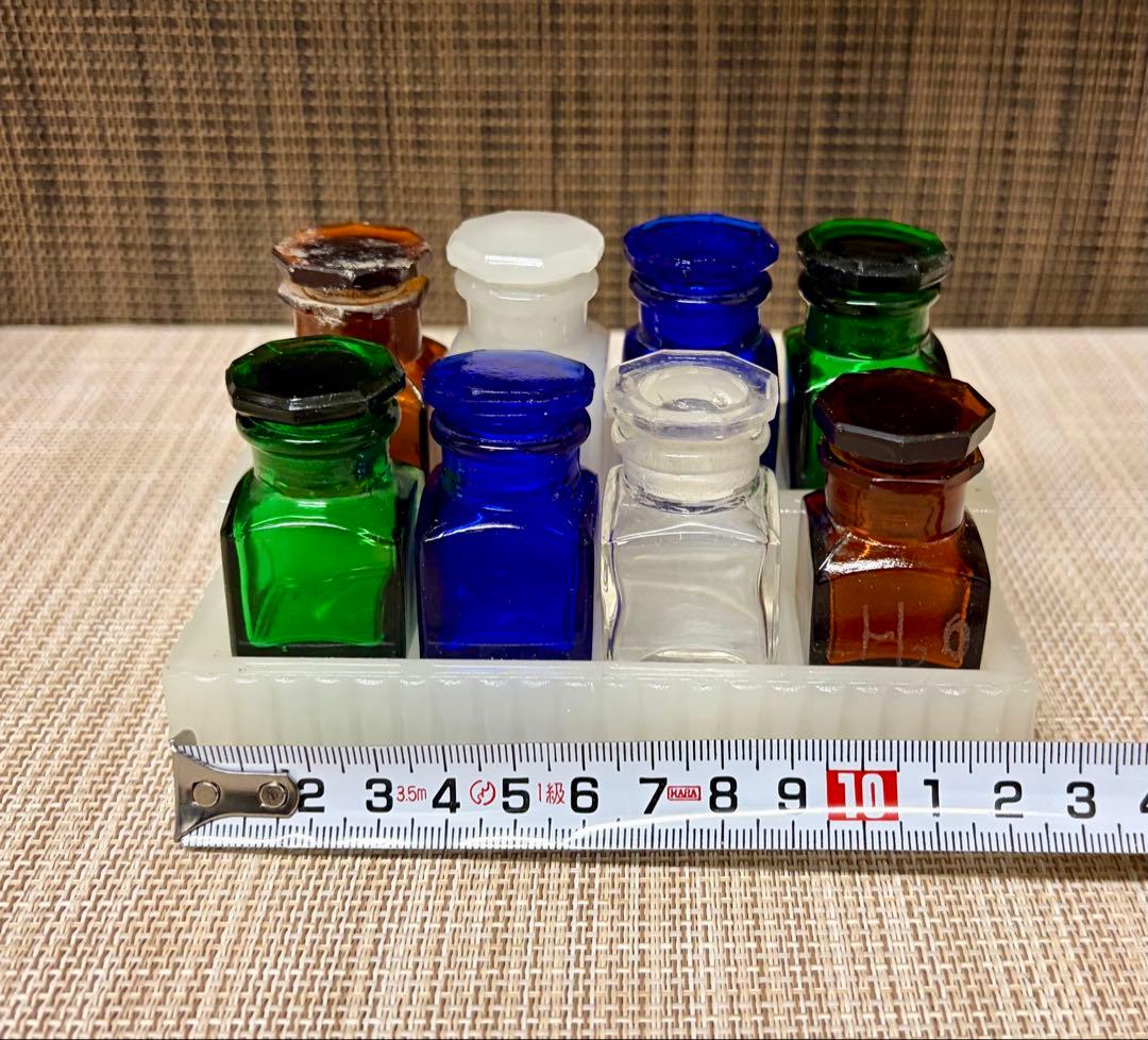 戦前 歯医者 薬瓶 ミルクガラス 薬瓶台 セット ①