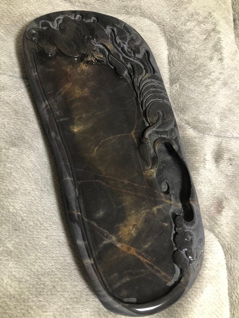 すずり 端溪硯 雲龍文 老坑水岩 大西洞 金暈 五彩釘 書道具 端渓硯 文房四寶