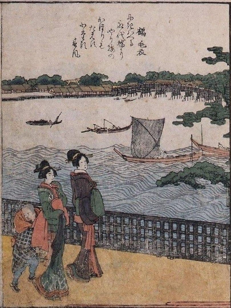 葛飾北斎作　浮世絵版画「絵本　隅田川両岸一覧」上巻　越前和紙複製画