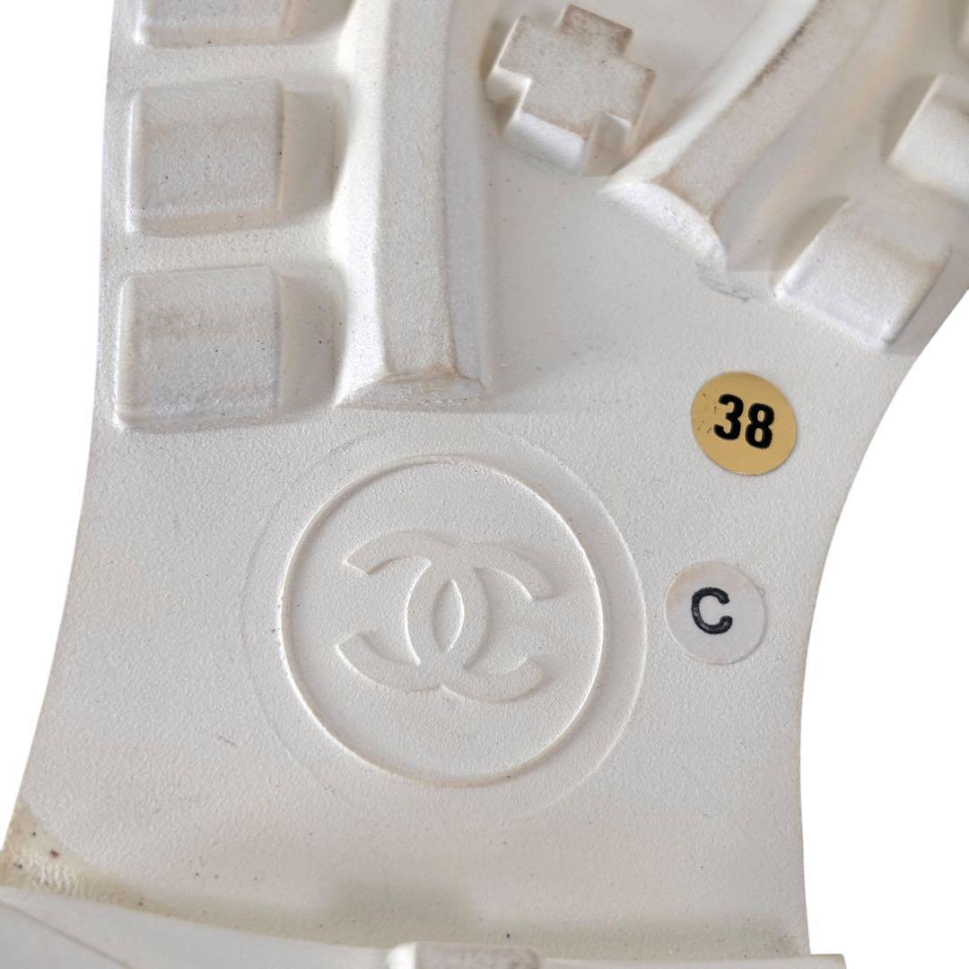 シャネル CHANELフラワー柄 レースアップシューズ 38 ※難あり