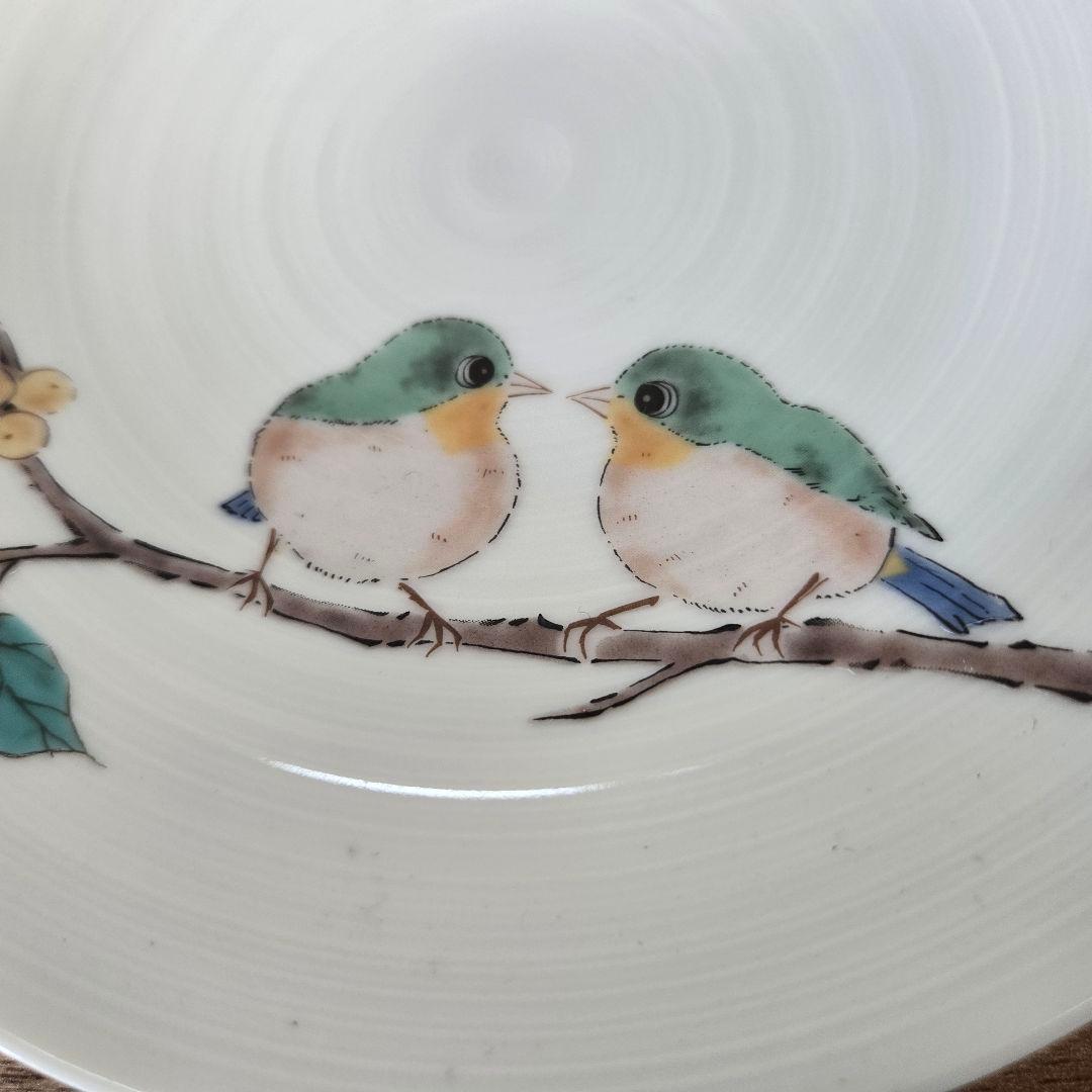 九谷焼 青郊 小鳥絵柄 陶器プレート 5枚セット