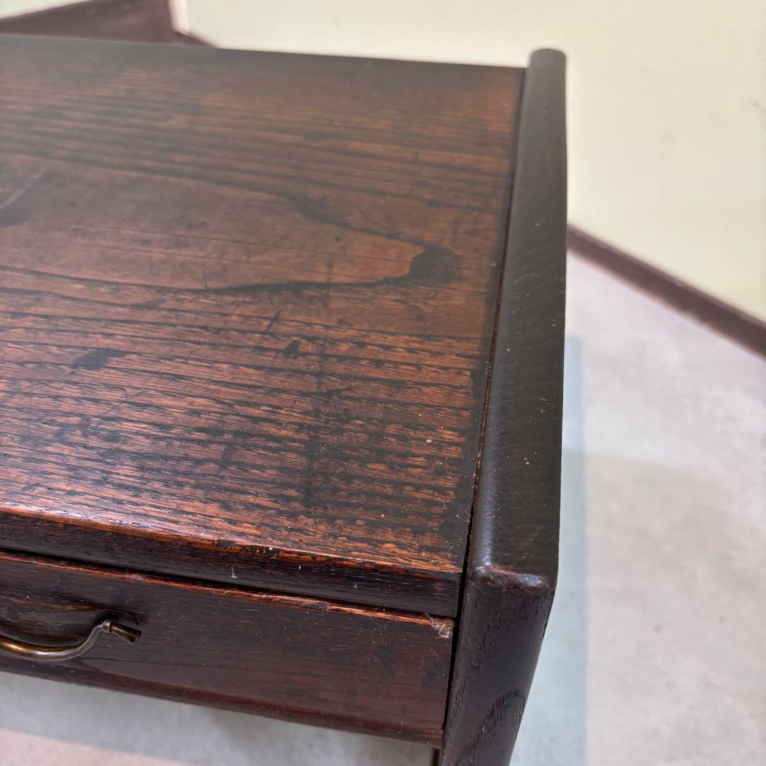 古家具　アンティーク机　ローテーブル　小引き出し３杯　和モダン　飾り台