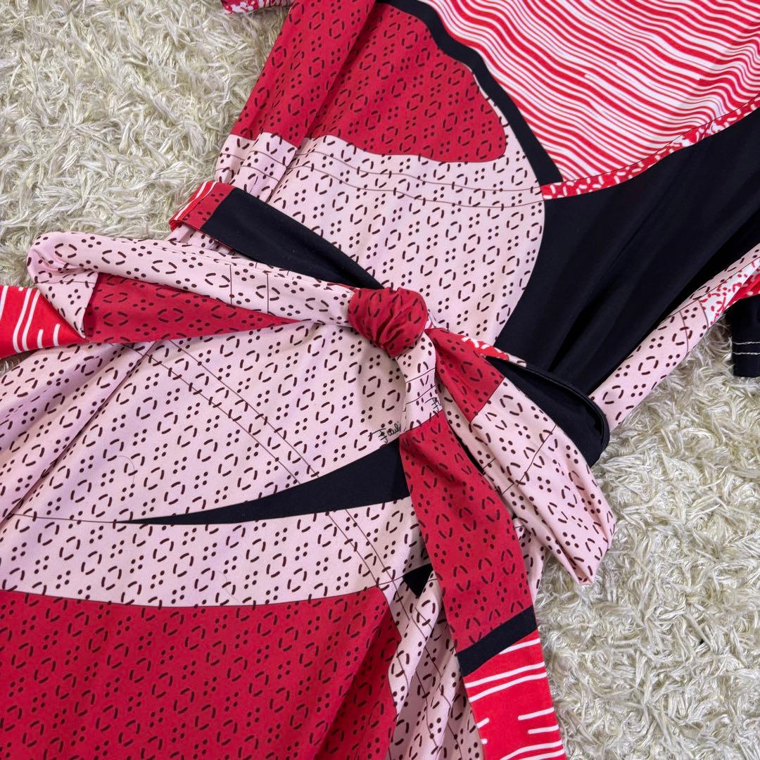 エミリオプッチ　大きいサイズ　プッチ柄　シルク100% 膝丈ワンピース　半袖