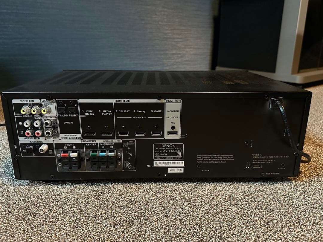 DENON AVアンプ ブラックAVR-X550BT アンプ5.2ch